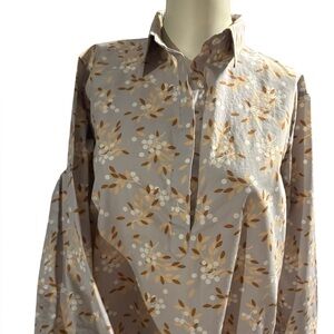 Lands' End Beige Floral Popover Shirt